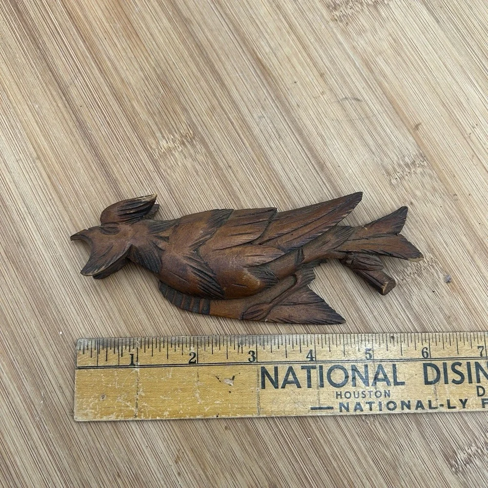 Vintage Old German Black Forest Cuckoo Clock Trim Carved Bird 6